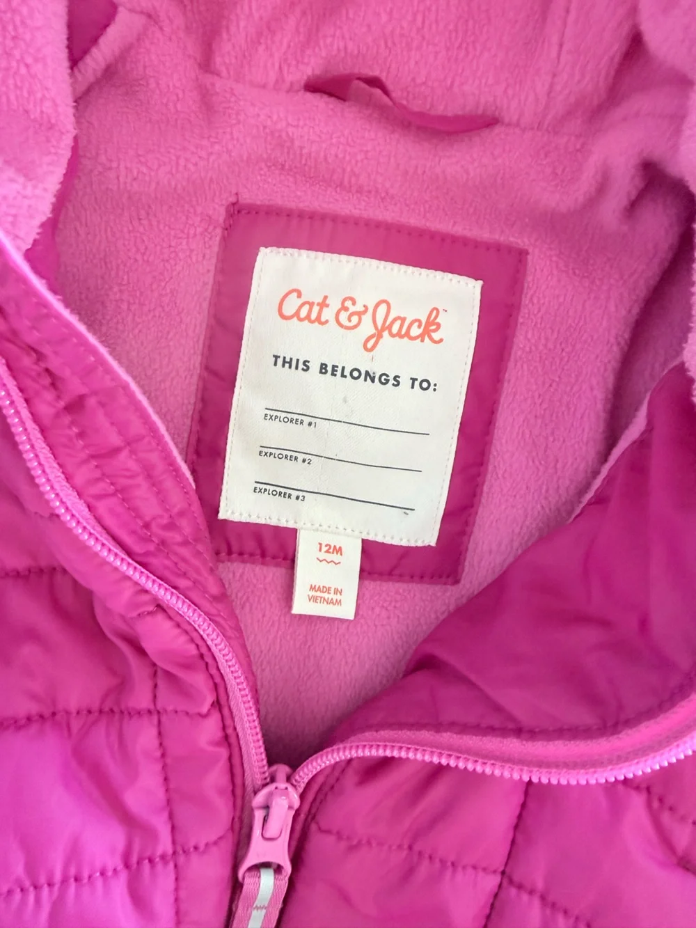 Cat & Jack Hot Pink Quilted Jacket with Hood
